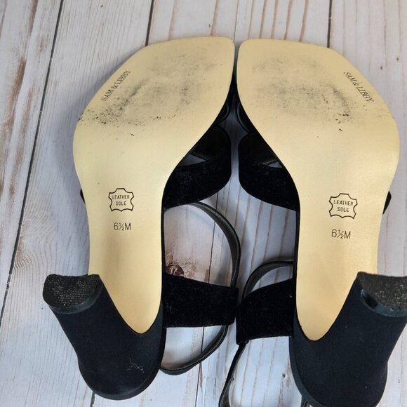 Sam & Libby Marla Strappy Heels | Black Satin | Size 6.5M - Picture 9 of 11